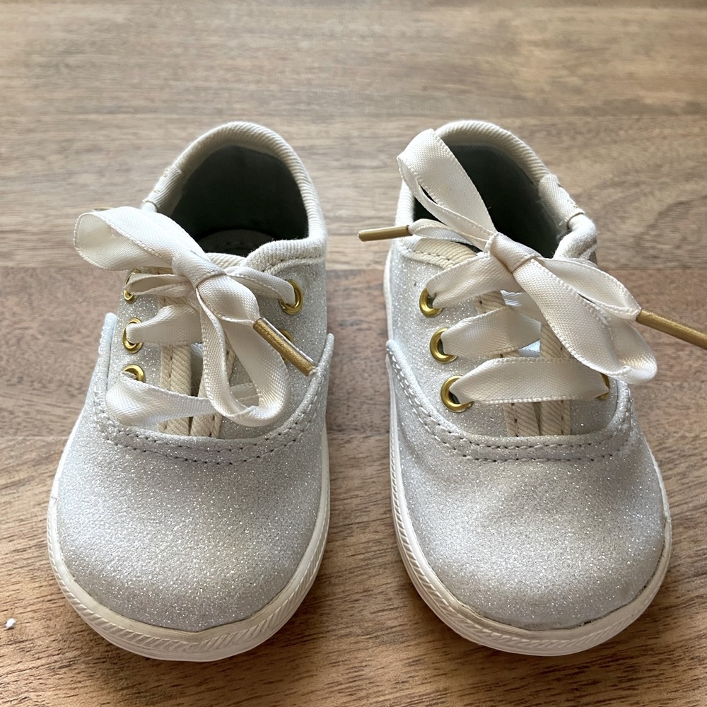 White glitter Kate Spade shoes